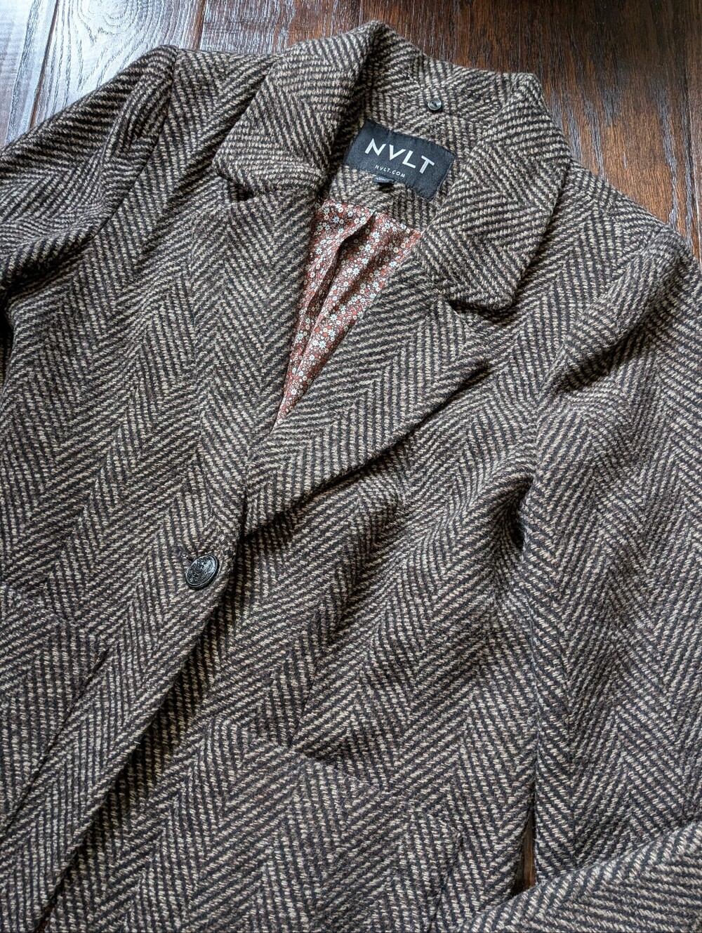ANTHRO I Brown, Black & Cream Herringbone Single-Button Blazer by NVLT, S